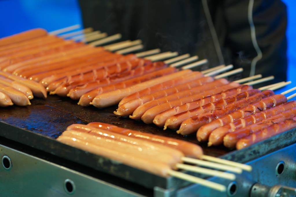 photo,material,free,landscape,picture,stock photo,Creative Commons,Sausage stalls, Pork, Delicious, Teppan, Festivities