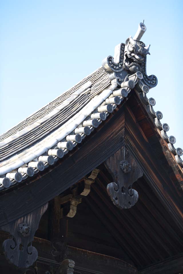 fotografia, materiale, libero il panorama, dipinga, fotografia di scorta,Porta a To-ji, Buddismo, Tegola di tetto, Eredit di Mondo, Oni
