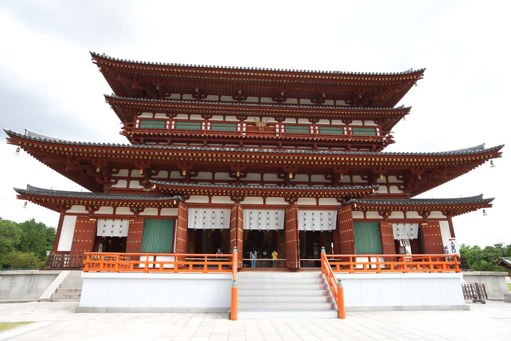 fotografia, material, livra, ajardine, imagine, proveja fotografia,Templo de Yakushi-ji templo interno, Eu sou pintado em vermelho, O Buda de curar, Monastrio budista, Chaitya