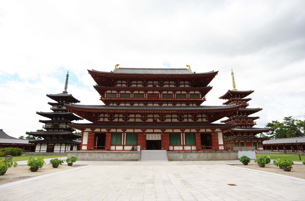 fotografia, materiale, libero il panorama, dipinga, fotografia di scorta,Tempio di Yakushi-ji, Io sono dipinto in rosso, Il Budda di guarire, Convento buddista, Chaitya