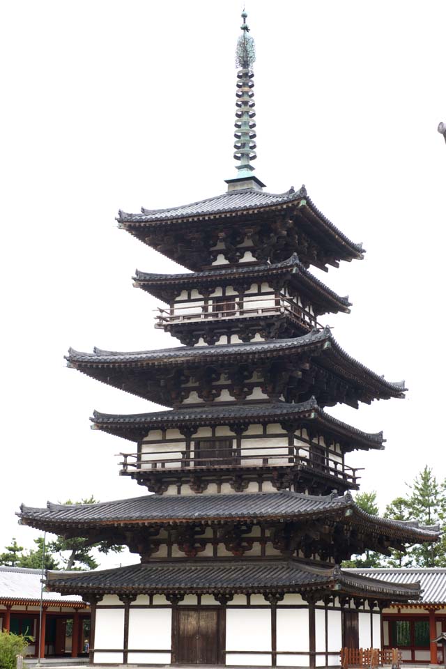fotografia, material, livra, ajardine, imagine, proveja fotografia,Templo de Yakushi-ji torre oriental, Eu sou pintado em vermelho, O Buda de curar, Monastrio budista, Chaitya