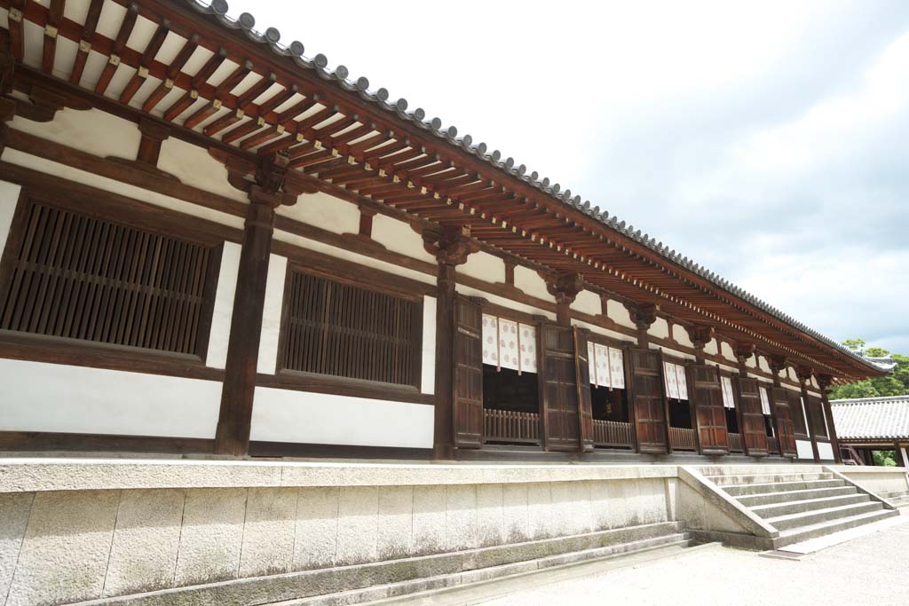 Foto, materieel, vrij, landschap, schilderstuk, bevoorraden foto,Toshodai-ji Tempel spreekbeurt hal, De Imperial Court architectuur, Van hout gebouw, Boeddhist mannenklooster, Chaitya