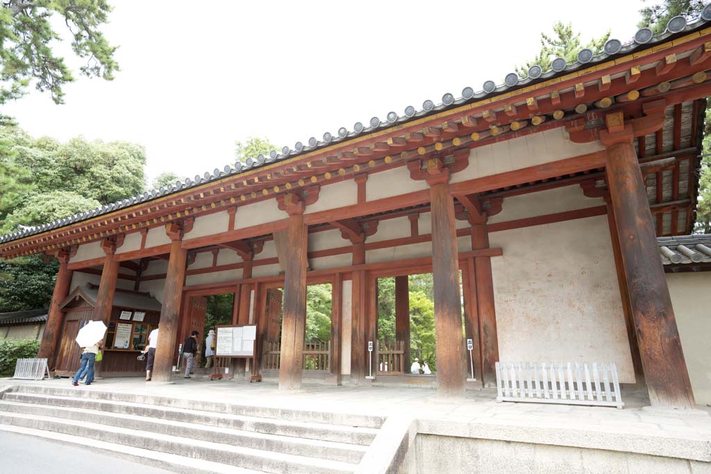 fotografia, materiale, libero il panorama, dipinga, fotografia di scorta,Il Tempio di Toshodai-ji cancello meridionale, Io sono dipinto in rosso, edificio di legno, Convento buddista, Chaitya