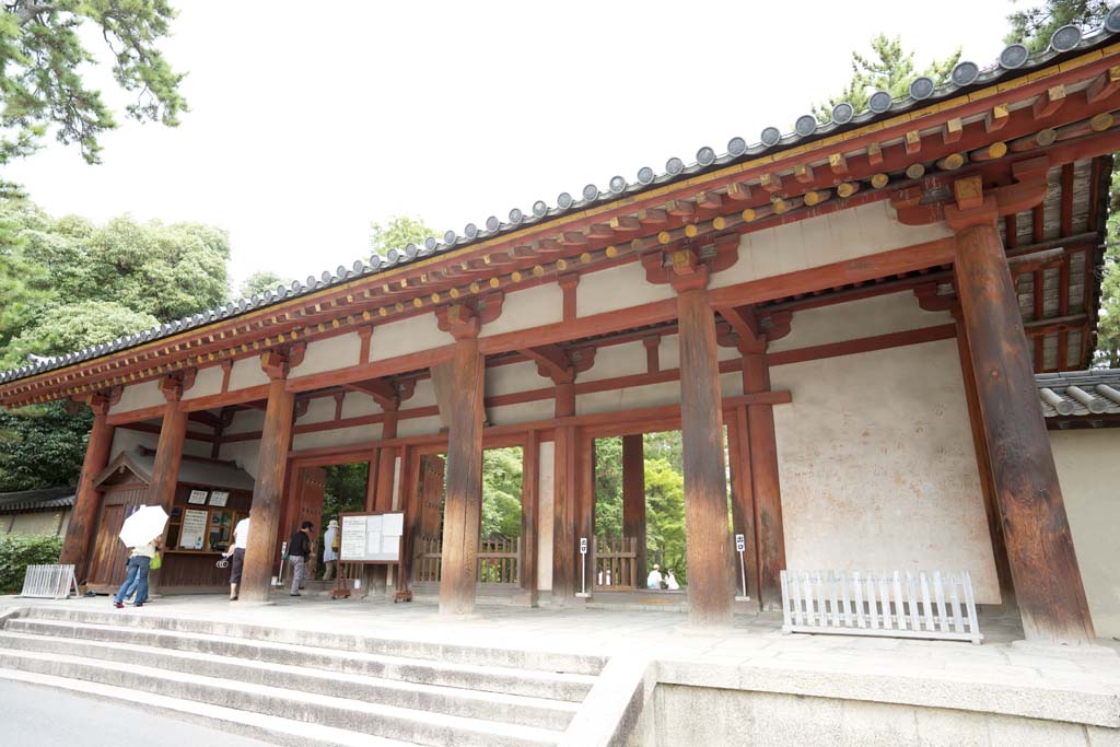 photo,material,free,landscape,picture,stock photo,Creative Commons,The Toshodai-ji Temple south gate, I am painted in red, wooden building, Buddhist monastery, Chaitya