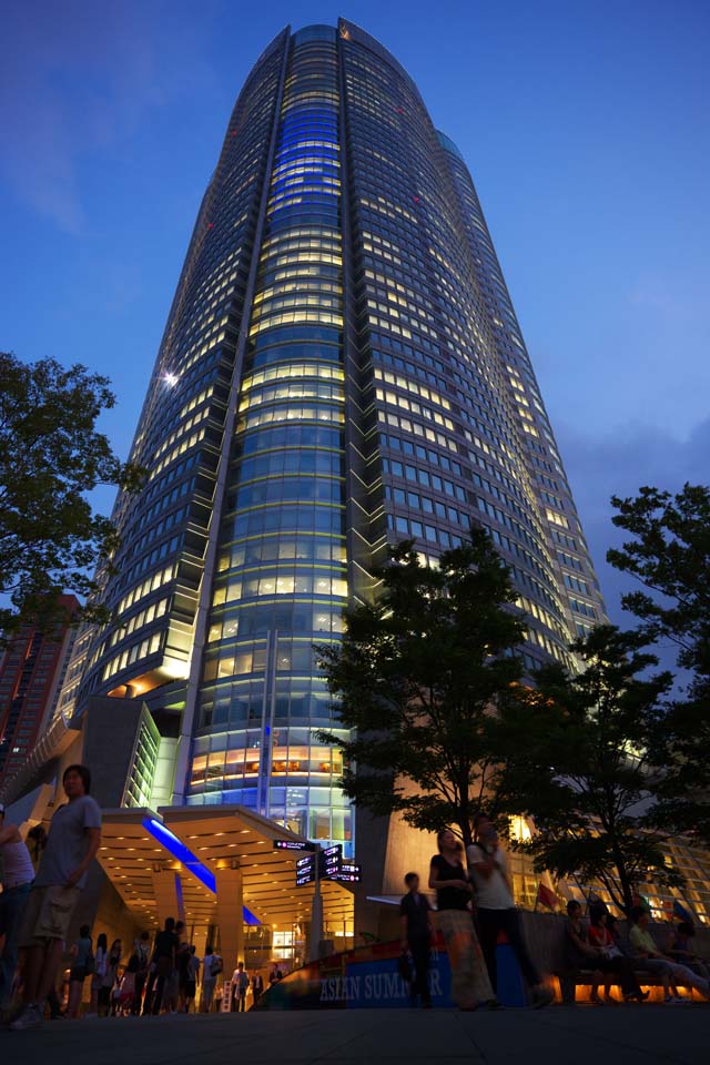 Foto, materiell, befreit, Landschaft, Bild, hat Foto auf Lager,Die Dmmerung von Roppongi Hills, Im Stadtzentrum, Hochhaus, Hgel gruppieren sich, Festliche Beleuchtung