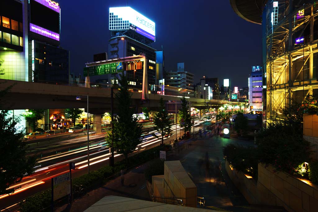 Foto, materiell, befreit, Landschaft, Bild, hat Foto auf Lager,Nacht von Roppongi, Im Stadtzentrum, Autobahn, Neon, Festliche Beleuchtung