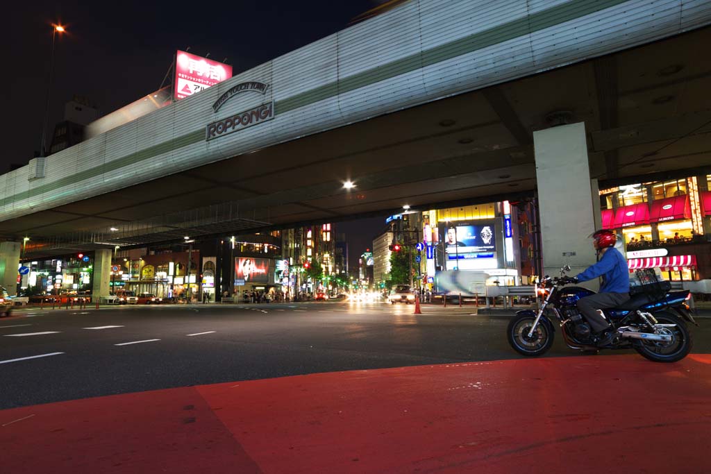 Foto, materiell, befreit, Landschaft, Bild, hat Foto auf Lager,Die Nacht vom Roppongi, die sich kreuzt, Im Stadtzentrum, Autobahn, Neon, Festliche Beleuchtung