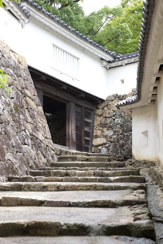 Foto, materieel, vrij, landschap, schilderstuk, bevoorraden foto,De Himeji-jo Kasteel poort, Vier nationale schatten Kasteel, Sadanori Akamatsu, Shigetaka Kuroda, Hideyoshi Hashiba