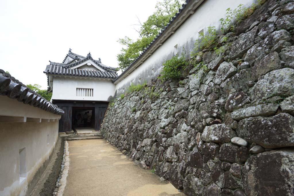 fotografia, materiale, libero il panorama, dipinga, fotografia di scorta,Il Himeji-jo cancello di Castello, Quattro tesori nazionali Arroccano, Sadanori Akamatsu, Shigetaka Kuroda, Hideyoshi Hashiba