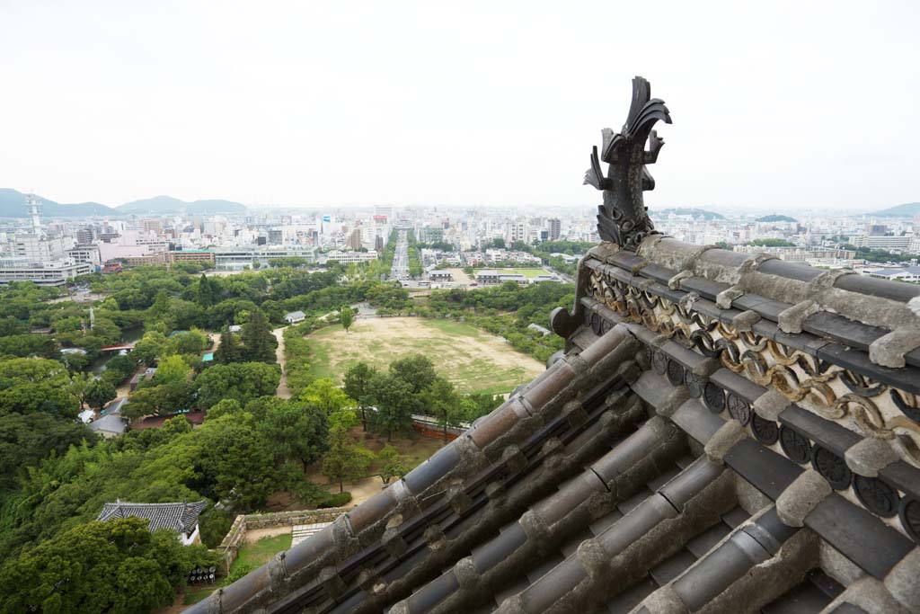 fotografia, materiale, libero il panorama, dipinga, fotografia di scorta,Lo scenario da Himeji-jo il Castello, Quattro tesori nazionali Arroccano, Sadanori Akamatsu, Shigetaka Kuroda, Hideyoshi Hashiba