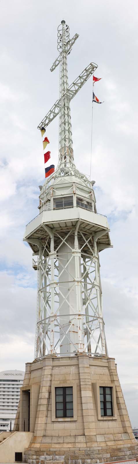 photo,material,free,landscape,picture,stock photo,Creative Commons,Former Kobe port signal box, port, signal box, flag, tourist attraction