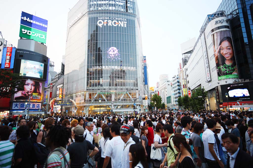 Foto, materieel, vrij, landschap, schilderstuk, bevoorraden foto,De overtocht van Shibuya Station, Benedenstad, Walker, Oversteekplaats, Menigte