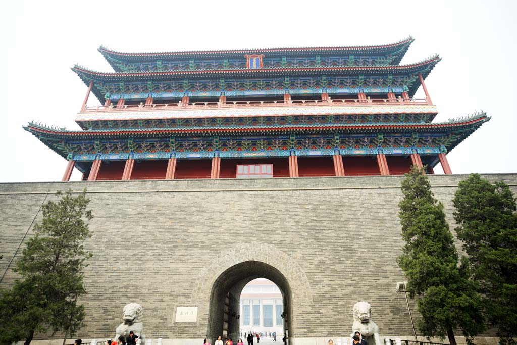 photo,material,free,landscape,picture,stock photo,Creative Commons,The Zhengyang gate, castle gate, lookout in a castle, , 