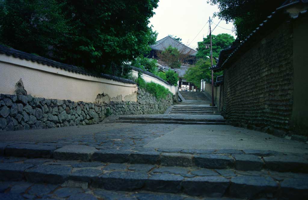 photo,material,free,landscape,picture,stock photo,Creative Commons,Stone-paved path, wall, stairs, , 