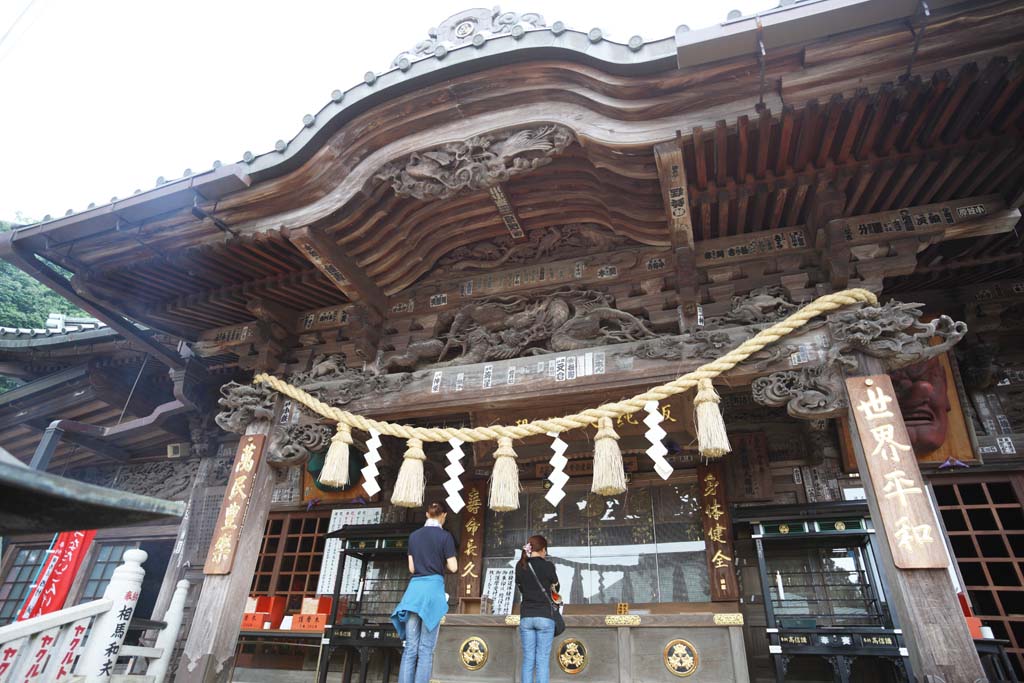 foto,tela,gratis,paisaje,fotografa,idea,El saln principal de un templo Buddhist del Takao emperador de medicina de ame deshidratado, El saln principal de un templo Buddhist, Chaitya, Guirnalda de paja sintosta, Oracin