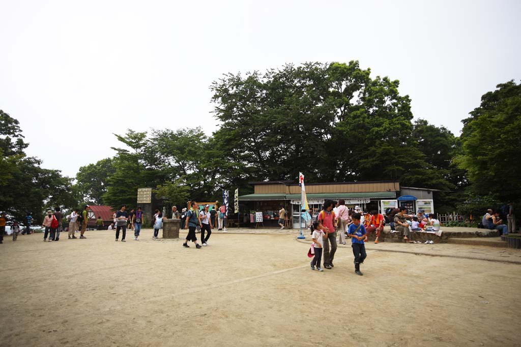 Foto, materieel, vrij, landschap, schilderstuk, bevoorraden foto,De Mt. Takao mountaintop, Een ontluiken ruimte, Wandelend, Berg beklimming, Partij van ouder en kind