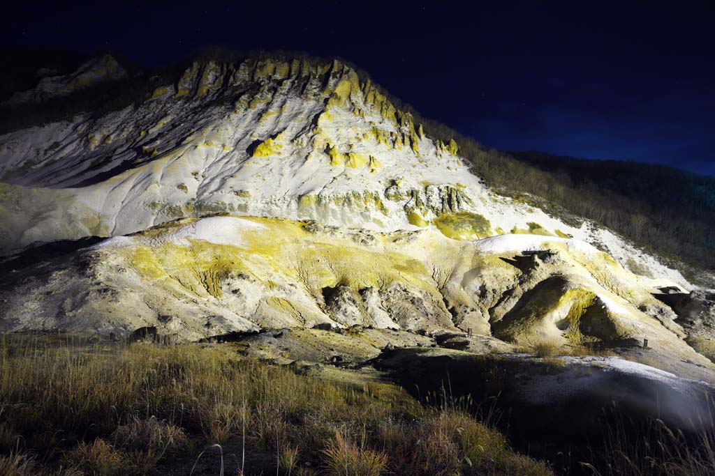 fotografia, materiale, libero il panorama, dipinga, fotografia di scorta,Noboribetsu Onsen valle di inferno, primavera calda, Zolfo, Calore terrestre, vulcano