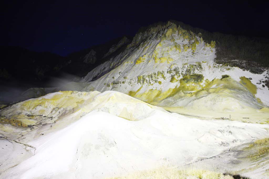 fotografia, materiale, libero il panorama, dipinga, fotografia di scorta,Noboribetsu Onsen valle di inferno, primavera calda, Zolfo, Calore terrestre, vulcano