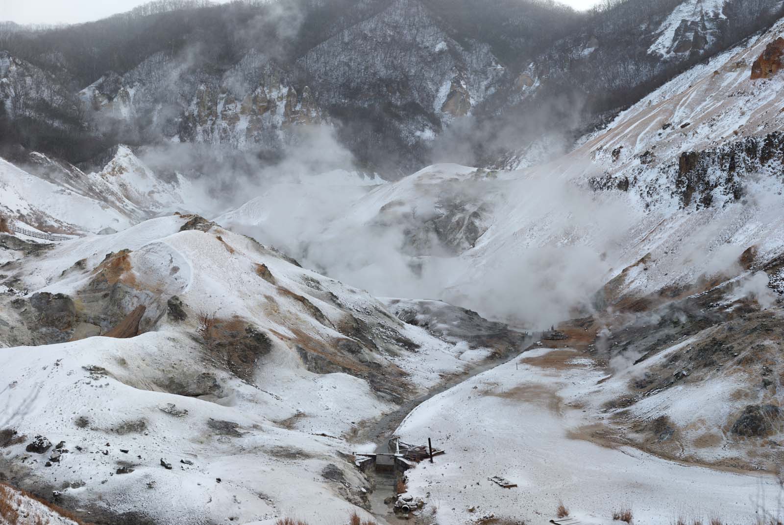 Foto, materieel, vrij, landschap, schilderstuk, bevoorraden foto,Noboribetsu Onsen Hell Valley, Heet borrelen, Zwavel, Aardwarmte, Vulkaan