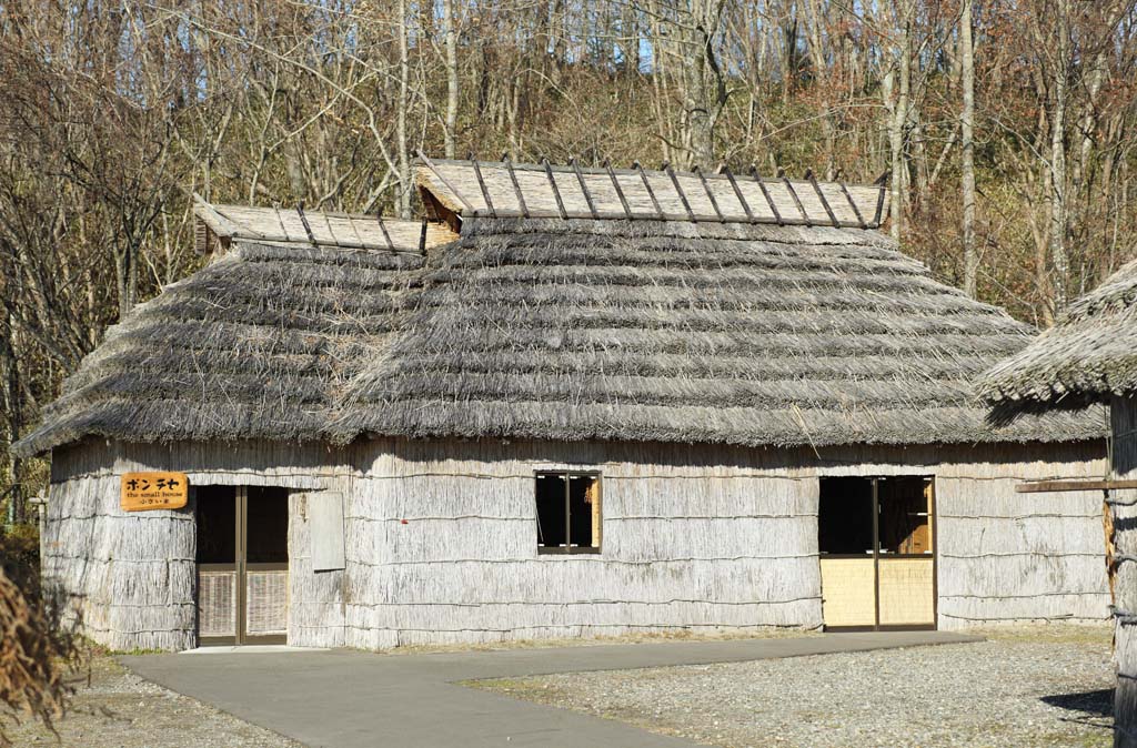 fotografia, materiale, libero il panorama, dipinga, fotografia di scorta,Chise di Pon, Ainu, Architettura di tradizione, Paglia, tetto