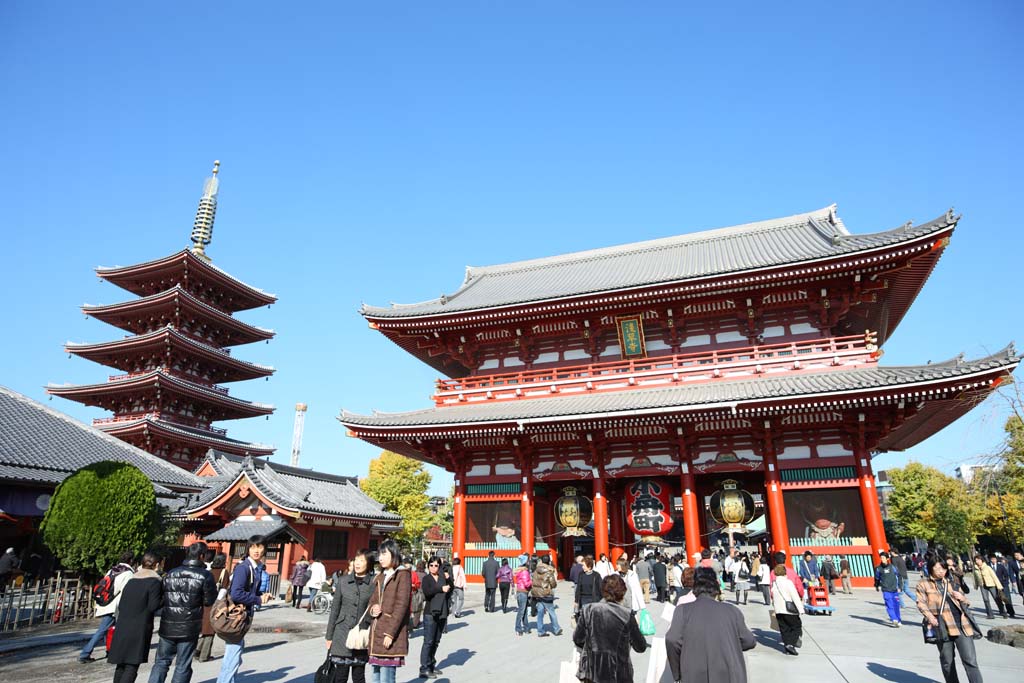 fotografia, materiale, libero il panorama, dipinga, fotografia di scorta,Tempio di Senso-ji Hozo-mon il cancello, facendo il turista macchia, Tempio di Senso-ji, Asakusa, lanterna