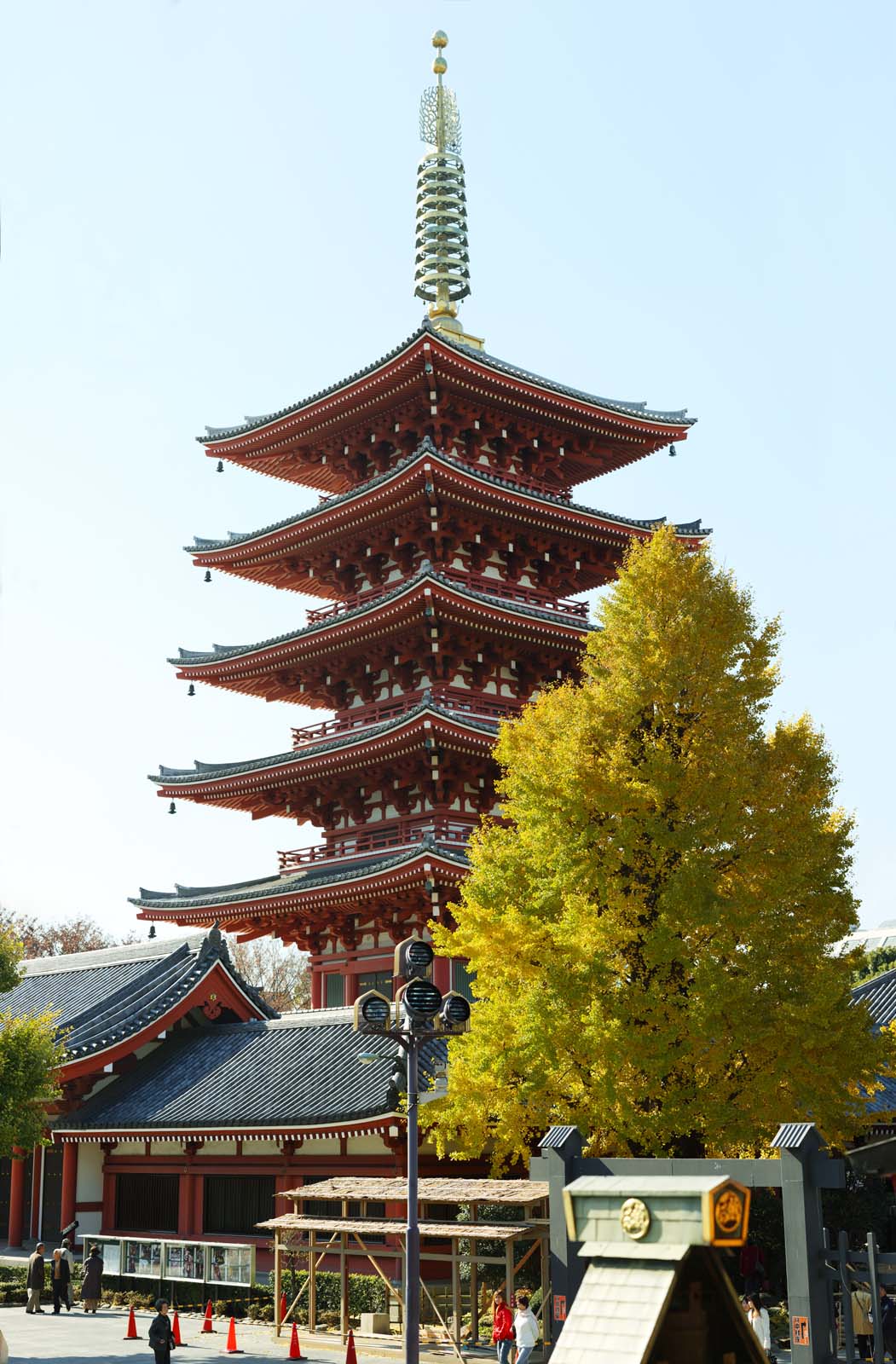 photo, la matire, libre, amnage, dcrivez, photo de la rserve,Temple Senso-ji cinq pagode Storeyed, Chaitya, Temple Senso-ji, Asakusa, Je suis peint en rouge