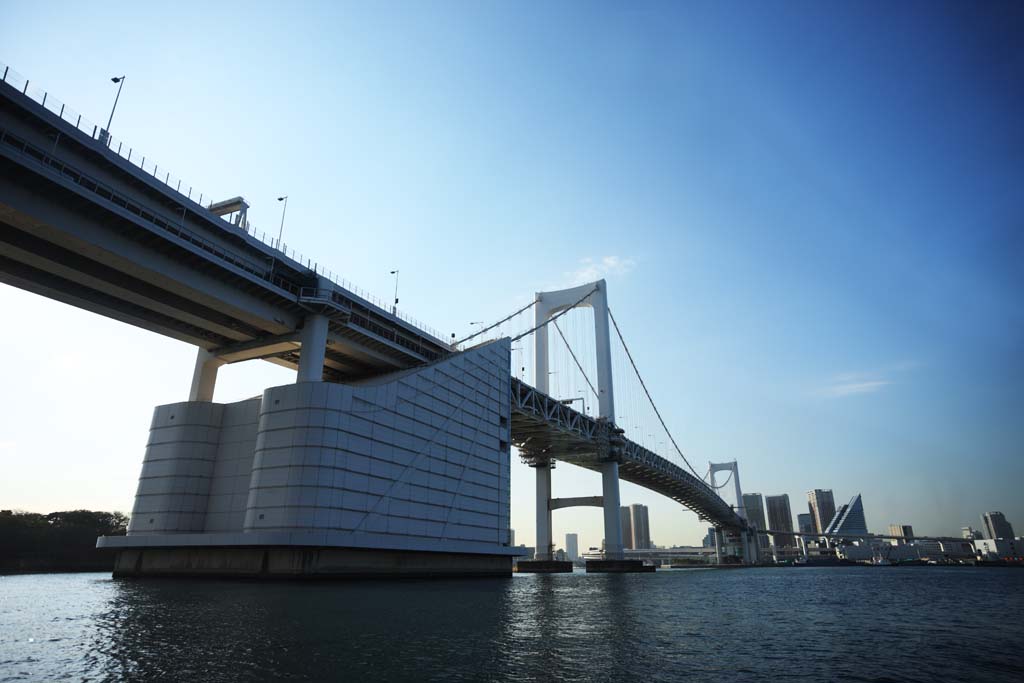 foto,tela,gratis,paisaje,fotografa,idea,Rainbow Bridge, Puente, Curso de unidad de disco, Un ave de ostra, Playa centro de la ciudad recin creado