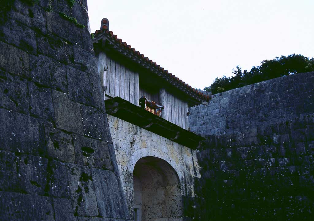 Foto, materiell, befreit, Landschaft, Bild, hat Foto auf Lager,Tor der Shuri-Burg, Steinmauer, , , 