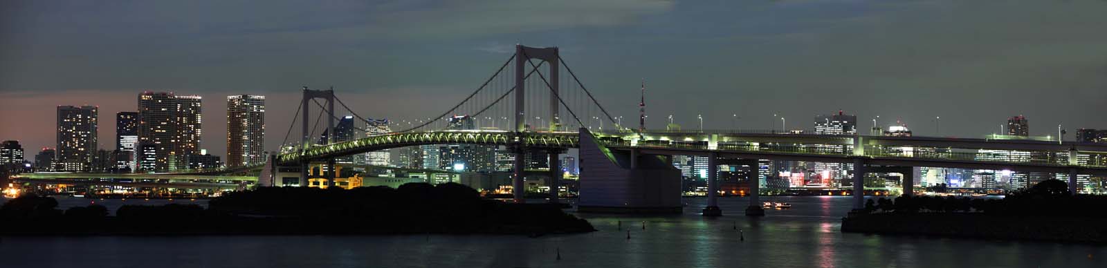 photo, la matire, libre, amnage, dcrivez, photo de la rserve,Une vue de la nuit d'Odaiba, pont, bijou, cours de la date, le bord de la mer a dvelopp le centre de ville rcemment