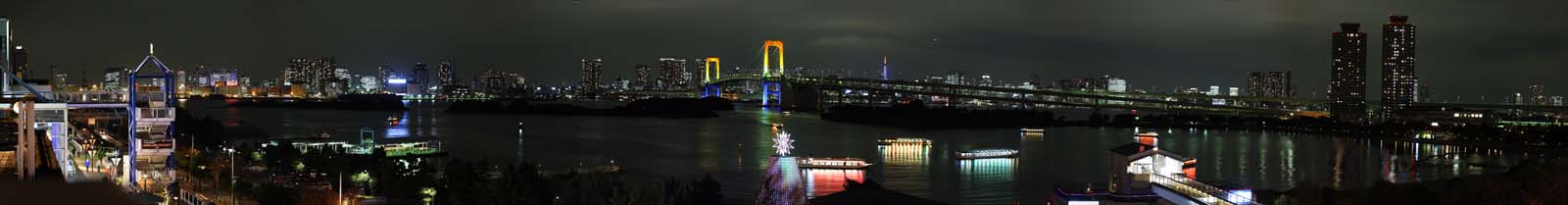 photo,material,free,landscape,picture,stock photo,Creative Commons,A night view of Odaiba, bridge, jewel, date course, seaside newly developed city center