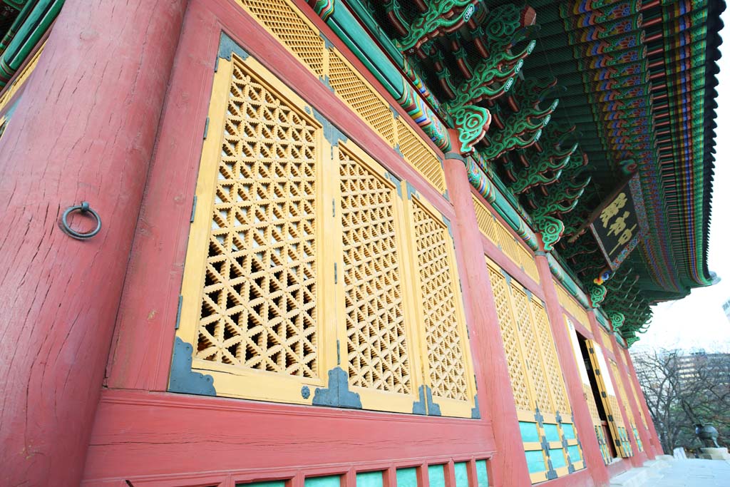 photo,material,free,landscape,picture,stock photo,Creative Commons,The virtue Kotobuki shrine Hall of Central Harmony, palace building, I am painted in red, stone pavement, Tradition architecture