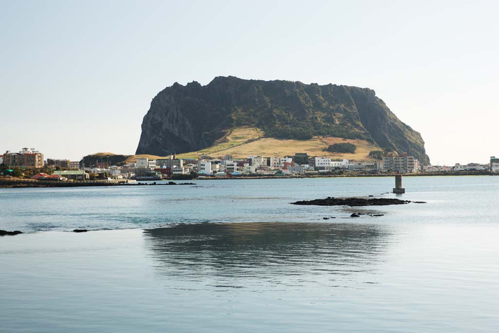 Foto, materieel, vrij, landschap, schilderstuk, bevoorraden foto,Shiroyama Hiji piek, Seongsan ilchulbong, Klif, Vulkanisch eiland, Knapheid stip