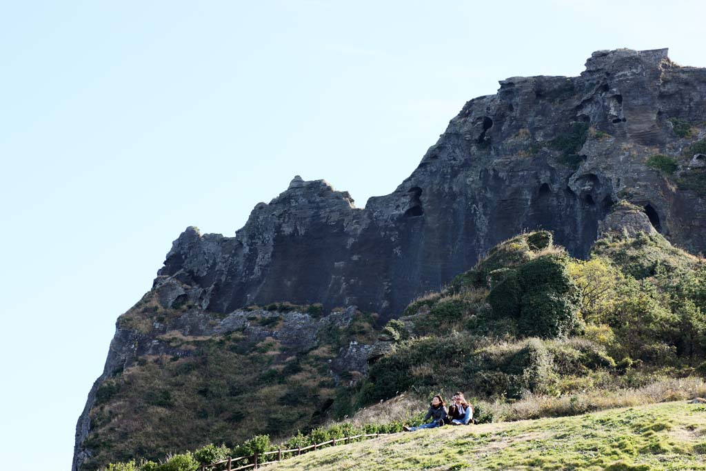 Foto, materiell, befreit, Landschaft, Bild, hat Foto auf Lager,Shiroyama Hiji-Hhepunkt, seongsan ilchulbong, Cliff, vulkanische Insel, Schnheitsstelle