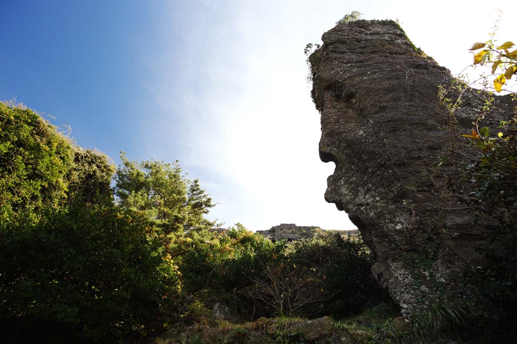 fotografia, material, livra, ajardine, imagine, proveja fotografia,A pedra enorme do Shiroyama Hiji cume, ilchulbong de seongsan, Cliff, ilha vulcnica, mancha de beleza