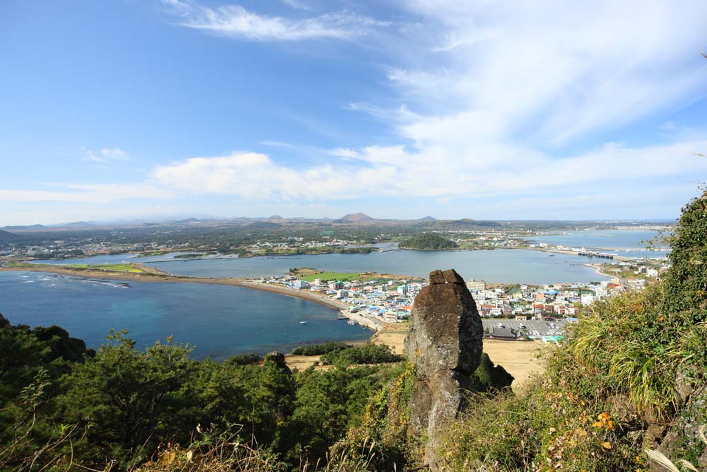 Foto, materieel, vrij, landschap, schilderstuk, bevoorraden foto,De baar van de Shiroyama Hiji piek, Seongsan ilchulbong, Klif, Vulkanisch eiland, Knapheid stip