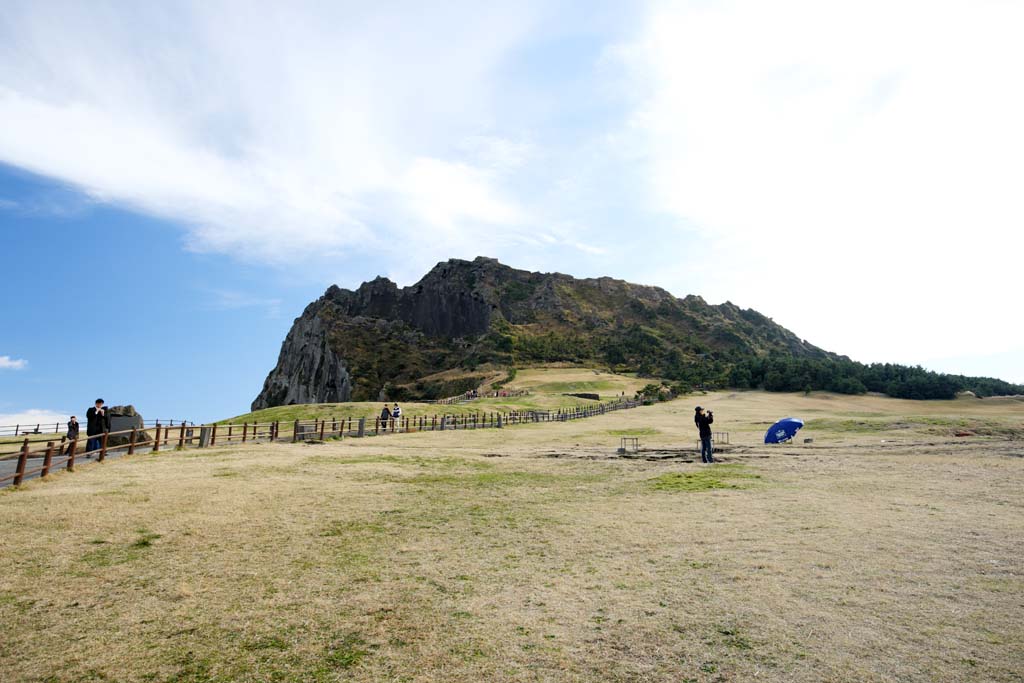 fotografia, materiale, libero il panorama, dipinga, fotografia di scorta,Shiroyama Hiji la vetta, ilchulbong di seongsan, Cliff, isola vulcanica, macchia di bellezza