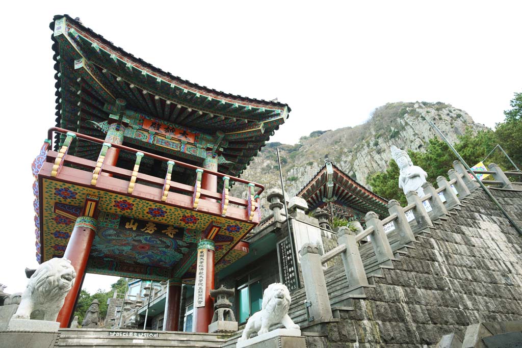 Foto, materiell, befreit, Landschaft, Bild, hat Foto auf Lager,Sanbanggul-Tempel, felsiger Berg, Chaitya, Glockenturm, Lavakuppel