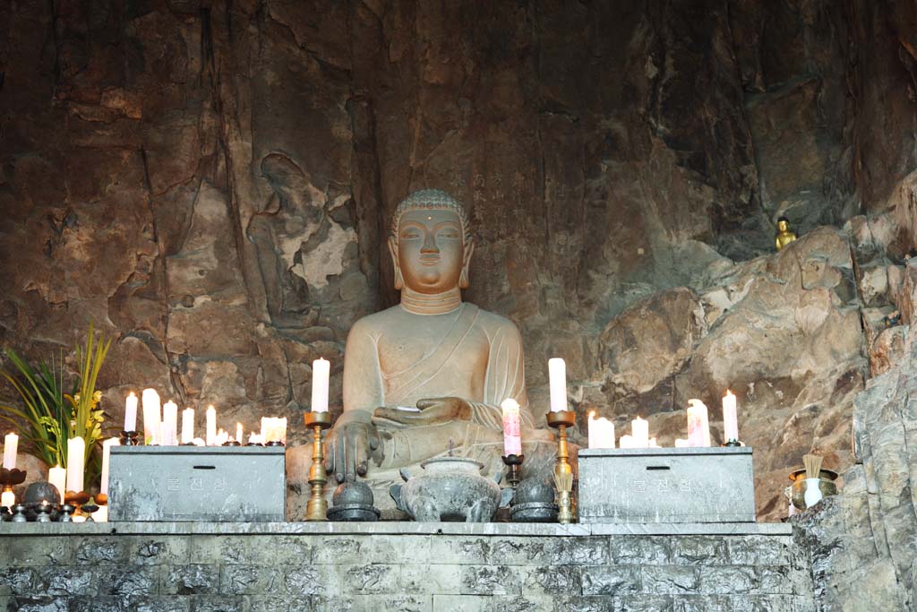 fotografia, material, livra, ajardine, imagine, proveja fotografia,Templo de Sanbanggul, vela, Chaitya, Uma vara de incenso, Imagem budista