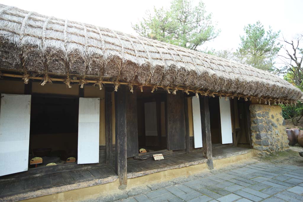 Foto, materieel, vrij, landschap, schilderstuk, bevoorraden foto,Een Koreaanse traditie particulier huis, Huis, Deur, Particulier huis, Traditionele cultuur