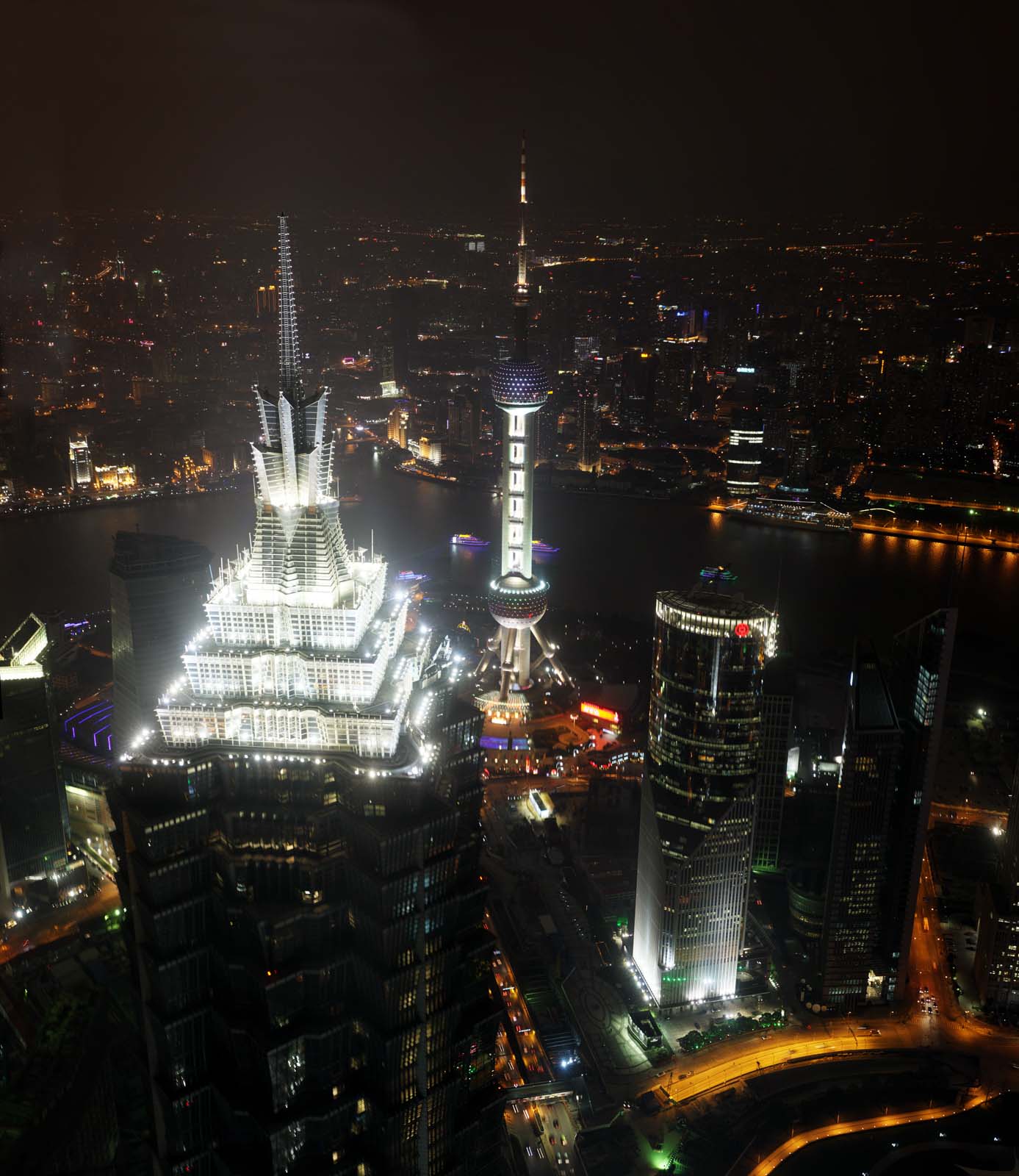 foto,tela,gratis,paisaje,fotografa,idea,Una vista de noche de Shangai, Shangai, World Financial Center, Observatorio, Noche