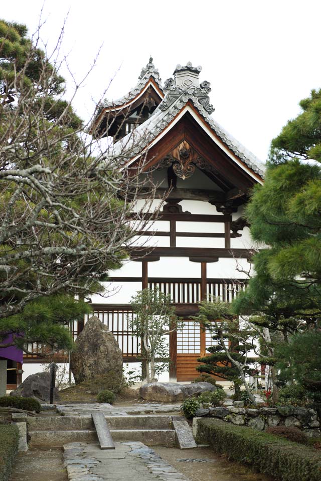 Foto, materiell, befreit, Landschaft, Bild, hat Foto auf Lager,Tenryu-ji Jisai-in, Ziegel, weie Mauer, Chaitya, Dach