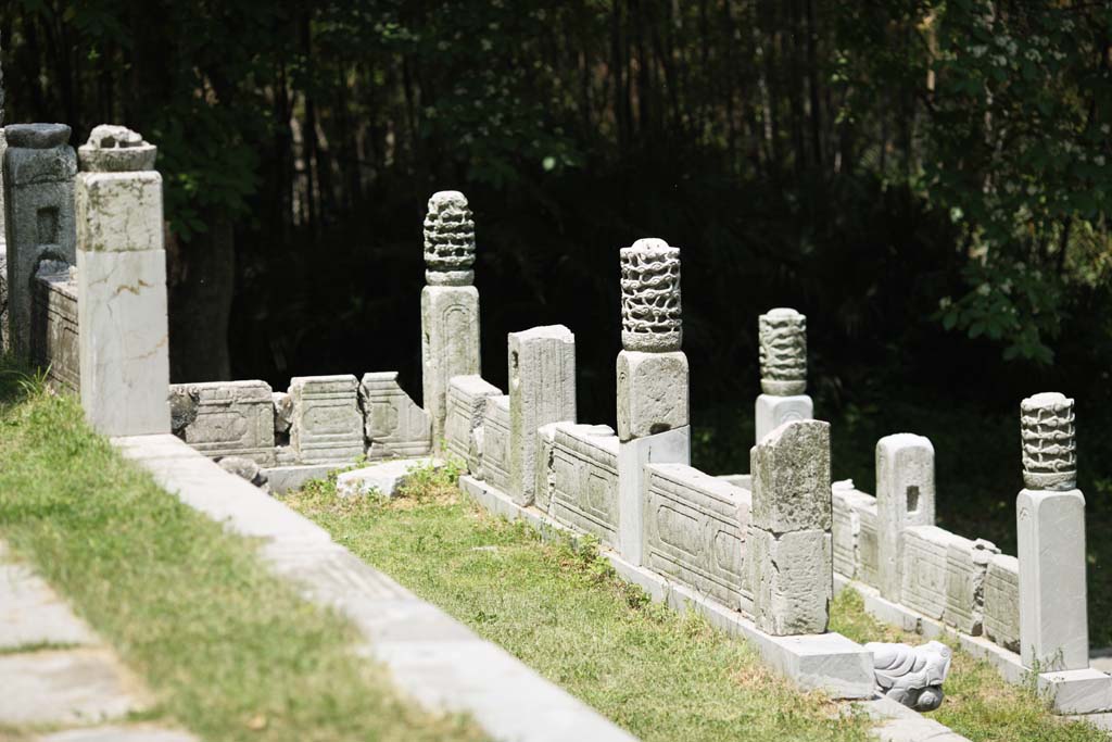 Foto, materieel, vrij, landschap, schilderstuk, bevoorraden foto,Ming Xiaoling Mausoleum Toru stichting stenig, Morgenochtend, Stenige colonne, De eerst keizer, Wereld heritage