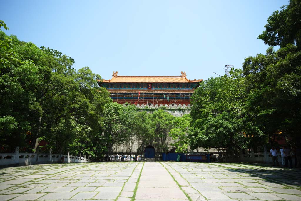 Foto, materiell, befreit, Landschaft, Bild, hat Foto auf Lager,Znden Sie Ming Xiaoling-Mausoleum Burgturm an, Morgen frh, steinigen Sie Pfeiler, Der erste Kaiser, Welterbe