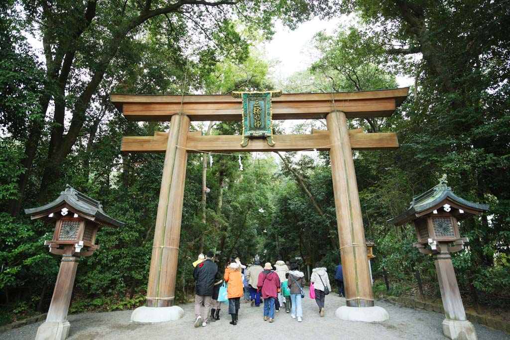 photo,material,free,landscape,picture,stock photo,Creative Commons,A torii of two Omiwa shrines, Shinto, Prevention against evil, Precincts, Shinto shrine gate