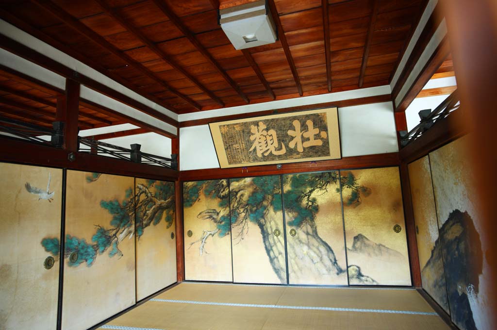 fotografia, materiale, libero il panorama, dipinga, fotografia di scorta,Ritratto di fusuma di Tempio di Ninna-ji, Fukui multa vela di tempo, Stanza di Giapponese-stile, Dipinto tradizionale giapponese, airone