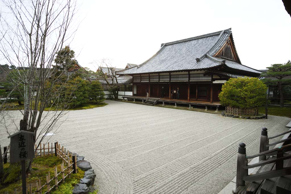 foto,tela,gratis,paisaje,fotografa,idea,Temple jardn primero de Ninna - ji del Hall para las ceremonias estatales, Jardn, Sand, El Palacio Imperial de casa del aristcrata viejo, Paisaje jardn japons seco