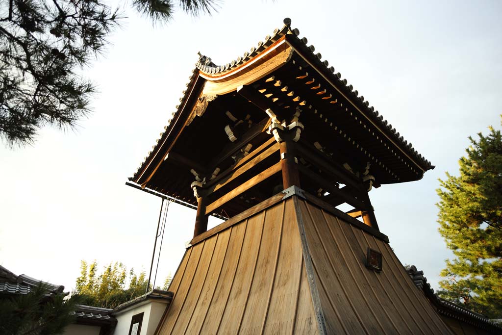 photo, la matire, libre, amnage, dcrivez, photo de la rserve,Tour de la cloche de Myoshin-ji Temple, Egen Kanzan, cloche de temple, Le pape du jardin de la fleur, temple qui appartient  la secte Zen