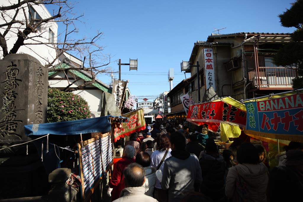 photo,material,free,landscape,picture,stock photo,Creative Commons,The approach to Shibamata Taishaku-ten Temple, stand, fair, worshiper, Kimchi