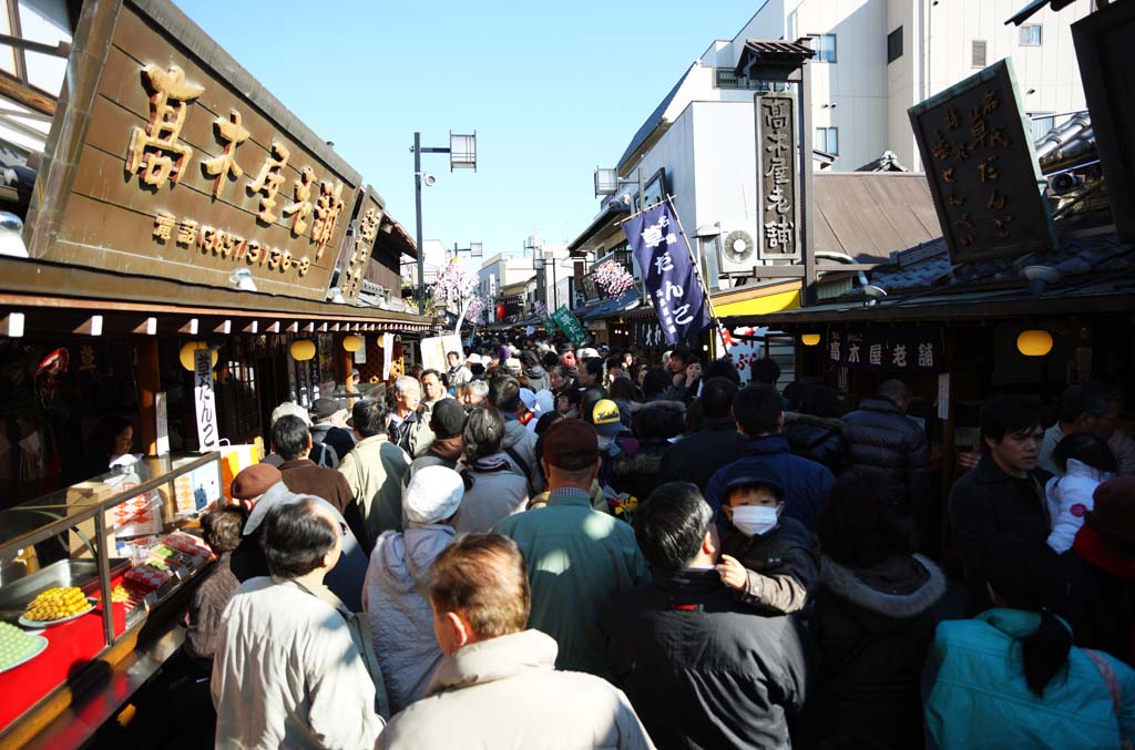 Foto, materiell, befreit, Landschaft, Bild, hat Foto auf Lager,Der Ansatz zu Shibamata Taishaku-zehn Tempel, Klo, Beifu-gewrzter Reis-Mehlklo, Verehrer, 