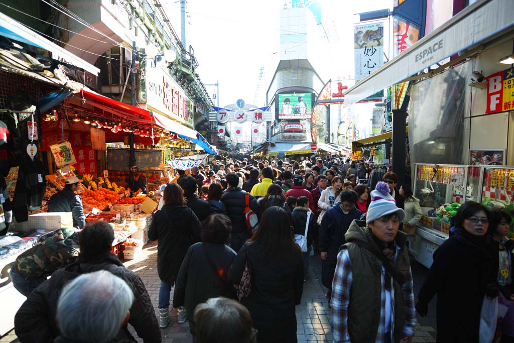 foto,tela,gratis,paisaje,fotografa,idea,Galera de Ameyoko - cho, Bandera nacional, Multitud, Compras, Buena ganga